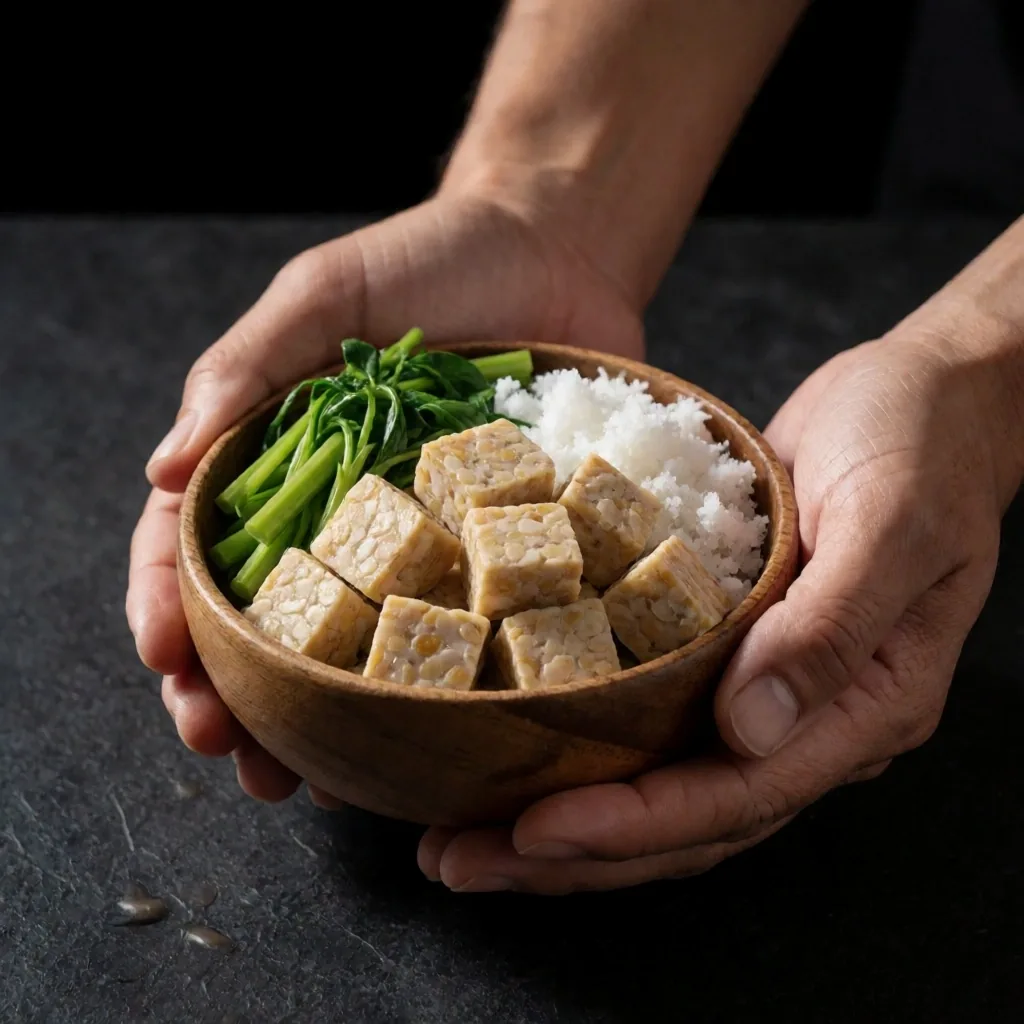 Fresh Indonesian ingredients held in hands